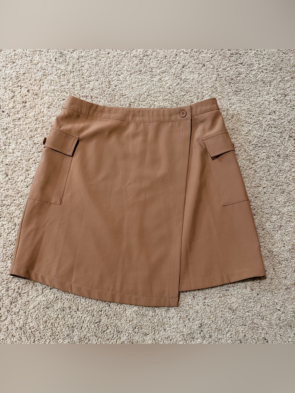 Another Story Camel Tan Wrap Mini Skirt with Utility Pockets size L